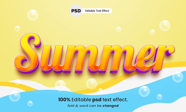 Sommerzeit 3d bearbeitbarer texteffekt psd sommertexteffekt