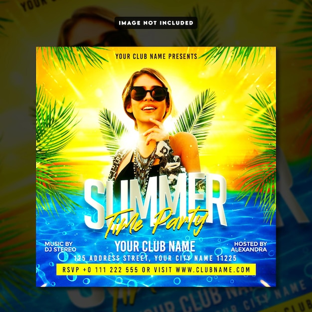 PSD sommerzeit-party-flyer social-media-post-banner-vorlage