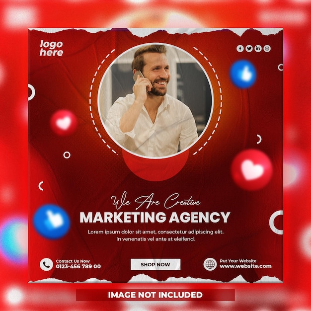 PSD somos post de mídia social de agência de marketing criativo e modelo de banner da web