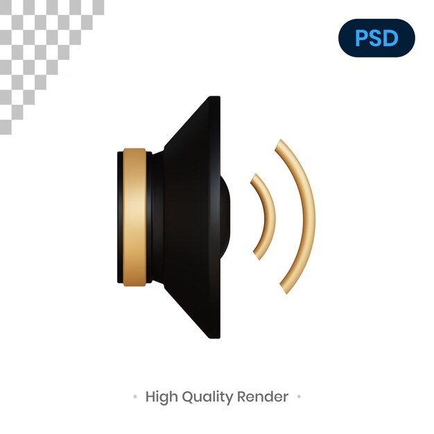 PSD sonido 3d render ilustración premium psd