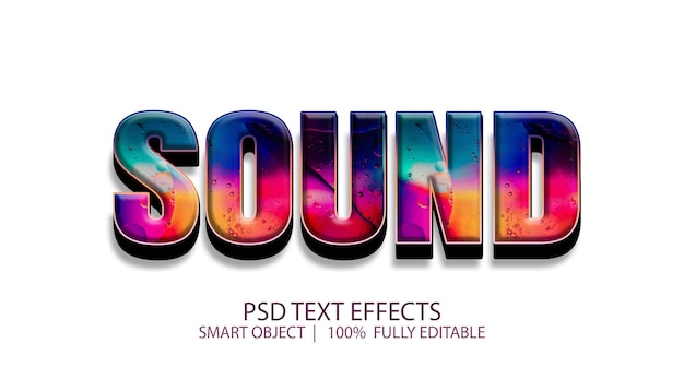 Sonido colorido efecto de texto psd