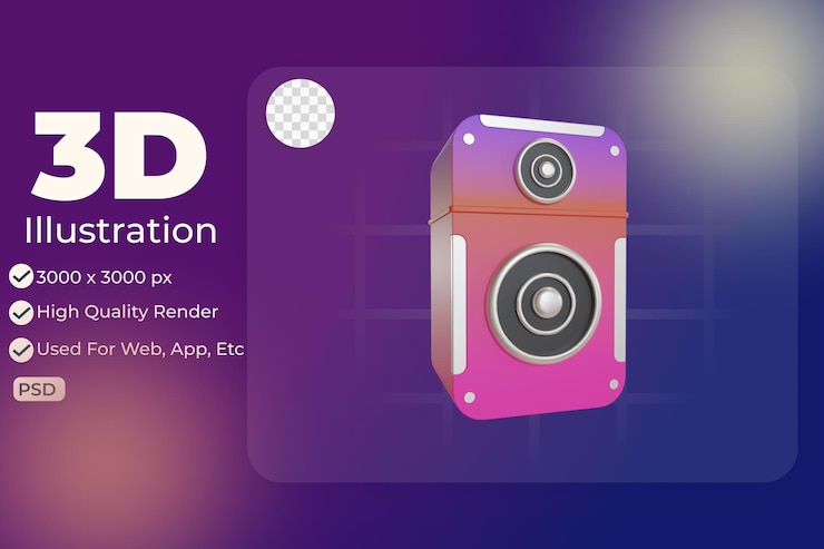 PSD el sonido del icono del objeto de ilustración 3d se puede utilizar para gráficos de información de aplicaciones web, etc.