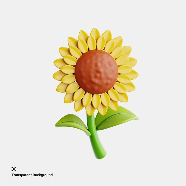 Sonnenblumen blühen im Frühling 3D-Ikonenillustration