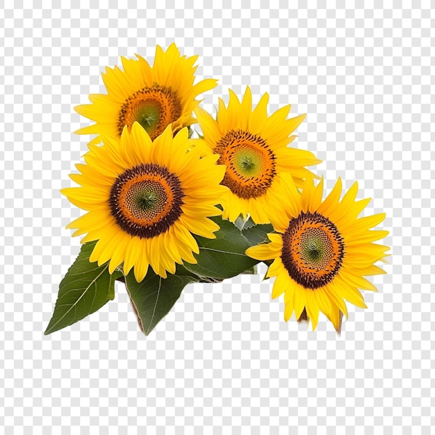 Sonnenblumen, isoliert auf durchsichtigen