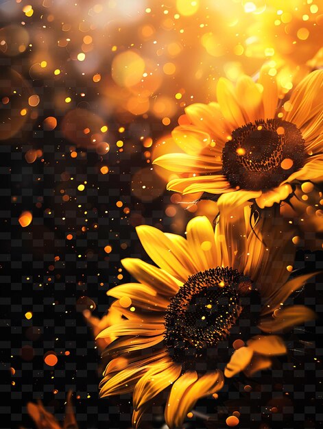 Sonnenblumen mit der sonne hinter sich