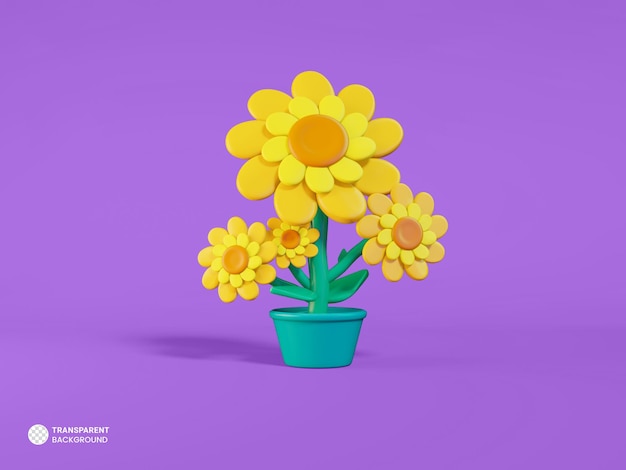 Sonnenblumen-Symbol Isolierte 3D-Render-Illustration