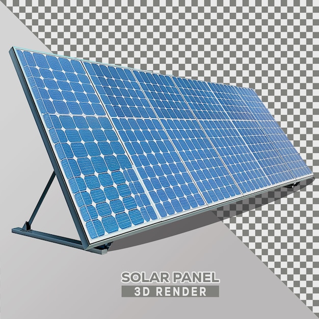 Sonnenenergieplatten für das Dach in realistischer 3D-Rendering auf durchsichtigem Hintergrund