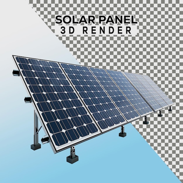 Sonnenenergieplatten für das Dach in realistischer 3D-Rendering auf durchsichtigem Hintergrund
