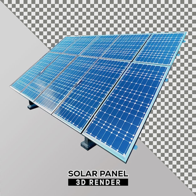 Sonnenenergieplatten für das Dach in realistischer 3D-Rendering auf durchsichtigem Hintergrund