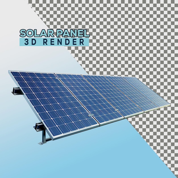 Sonnenenergieplatten für das Dach in realistischer 3D-Rendering auf durchsichtigem Hintergrund