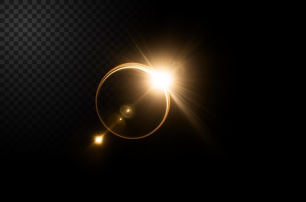 Sonnenfinsternis mit strahlender Korona und Linsenflamme
