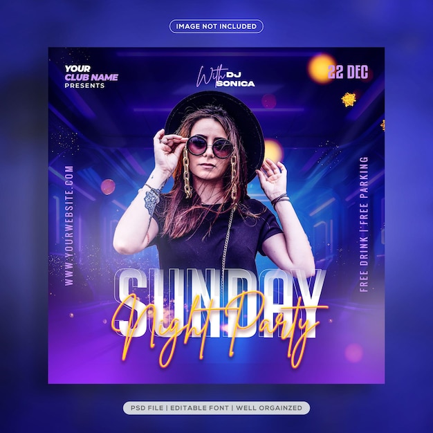 Sonntagnacht-Party soziale Medien Instagram-Post-Vorlage