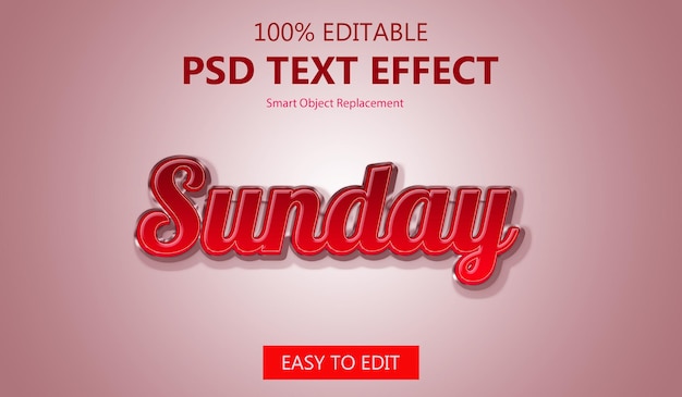 Sonntagstext-Effekt PSD bearbeitbare Texteffekt