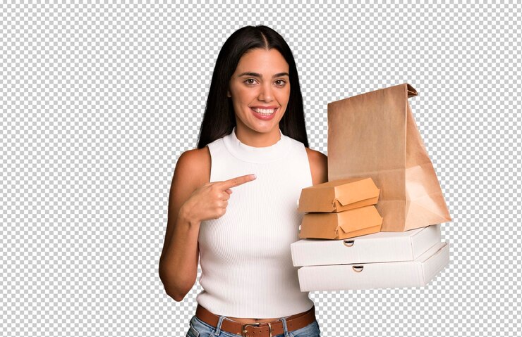 PSD sonriendo alegremente sintiéndose feliz y apuntando hacia un lado