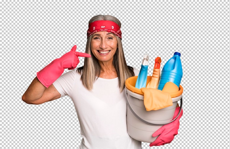 PSD sonriendo con confianza señalando su propia sonrisa amplia