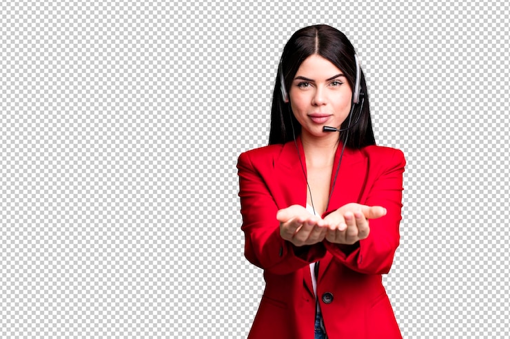 PSD sonriendo felizmente con amabilidad y ofreciendo y mostrando un concepto