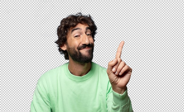 sonriendo con orgullo y confianza haciendo la pose número uno sintiéndose triunfalmente como un líder