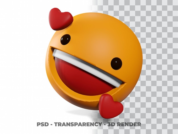 PSD sonrisa emoticon 3d con fondo transparente