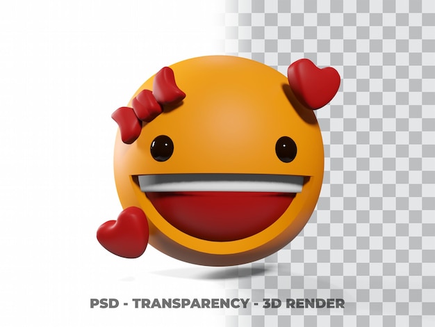 PSD sonrisa emoticon 3d con fondo transparente