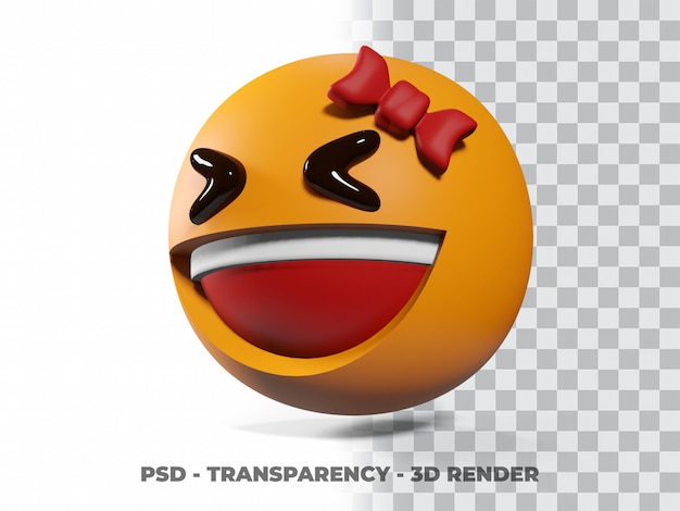 PSD sonrisa emoticon 3d con fondo transparente