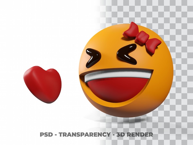 PSD sonrisa emoticon 3d con fondo transparente