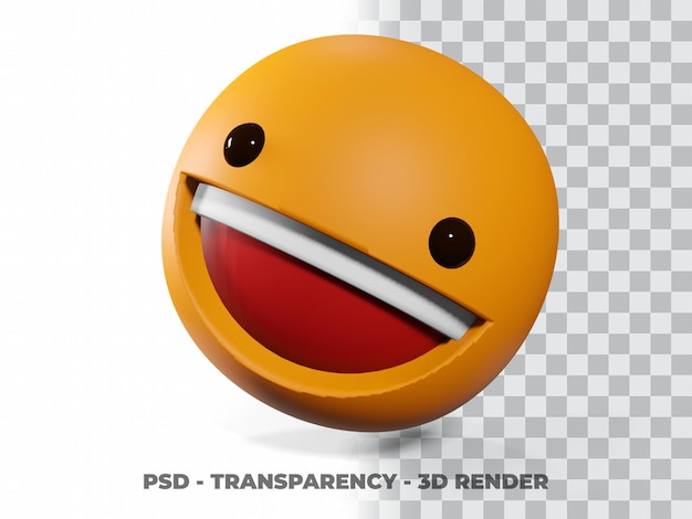 SONRISA EMOTICON 3D CON FONDO TRANSPARENTE