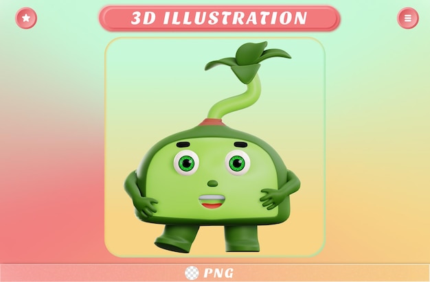 PSD sonrisa de personaje de planta linda 3d