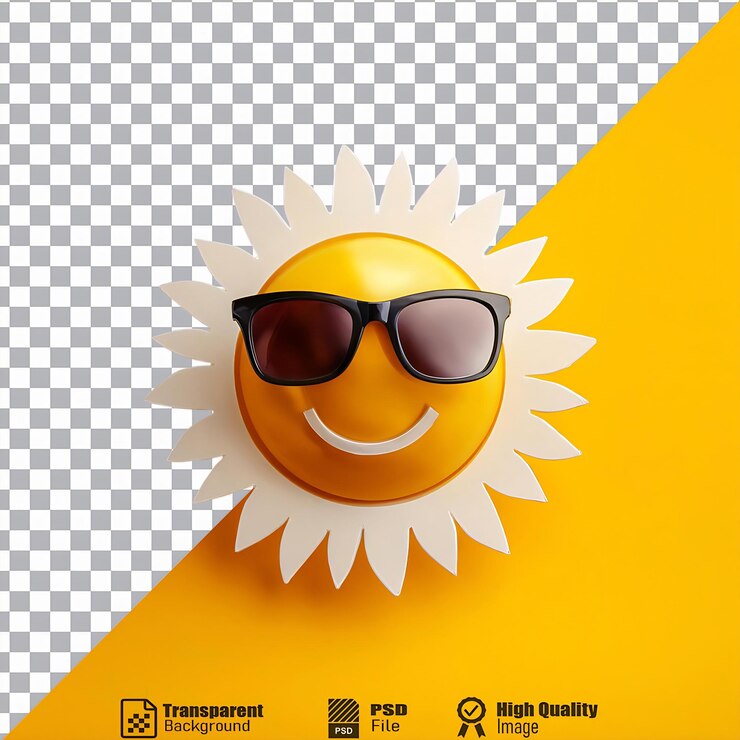 PSD sonrisa radiante el emblema alegre del sol y el icono del símbolo de la positividad