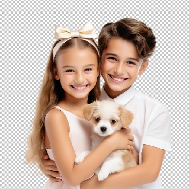 PSD sonrisas felices niños y perro