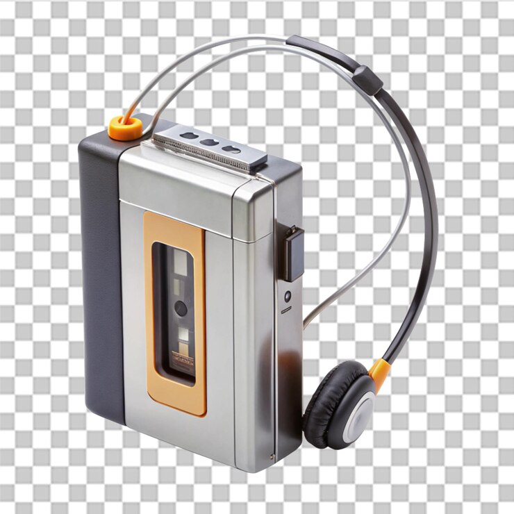 PSD sony walkman antiguo aislado sobre un fondo transparente