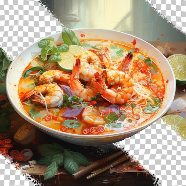 La sopa de camarones tailandesa tom yum goong es mi fondo transparente favorito