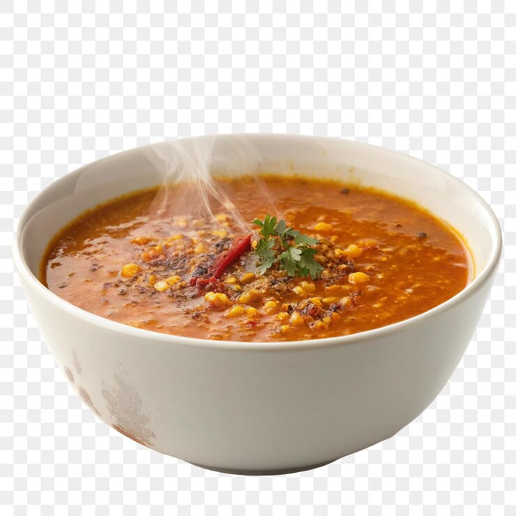 PSD sopa de lentilhas temperadas isolada sobre um fundo transparente