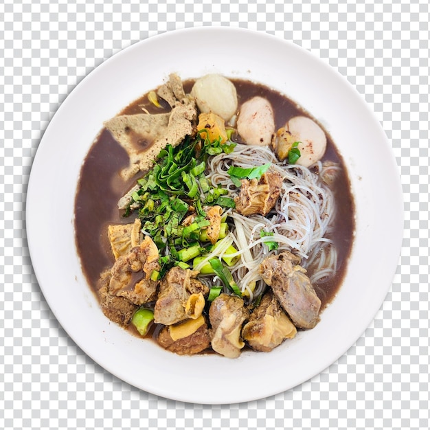 Sopa de macarrão com carne de porco assada tailandesa