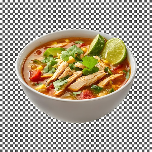 sopa de tortilha de frango deliciosa isolada em fundo transparente