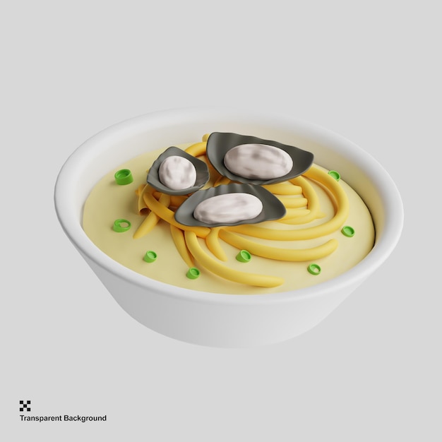 PSD sopa de fideos 3d con almejas haemul kalguksu