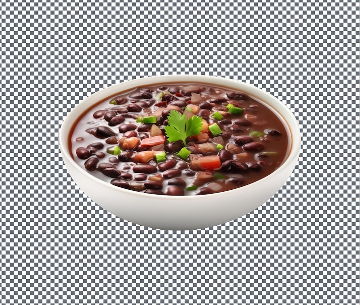 PSD sopa de frijol negro muy sabrosa aislada sobre un fondo transparente