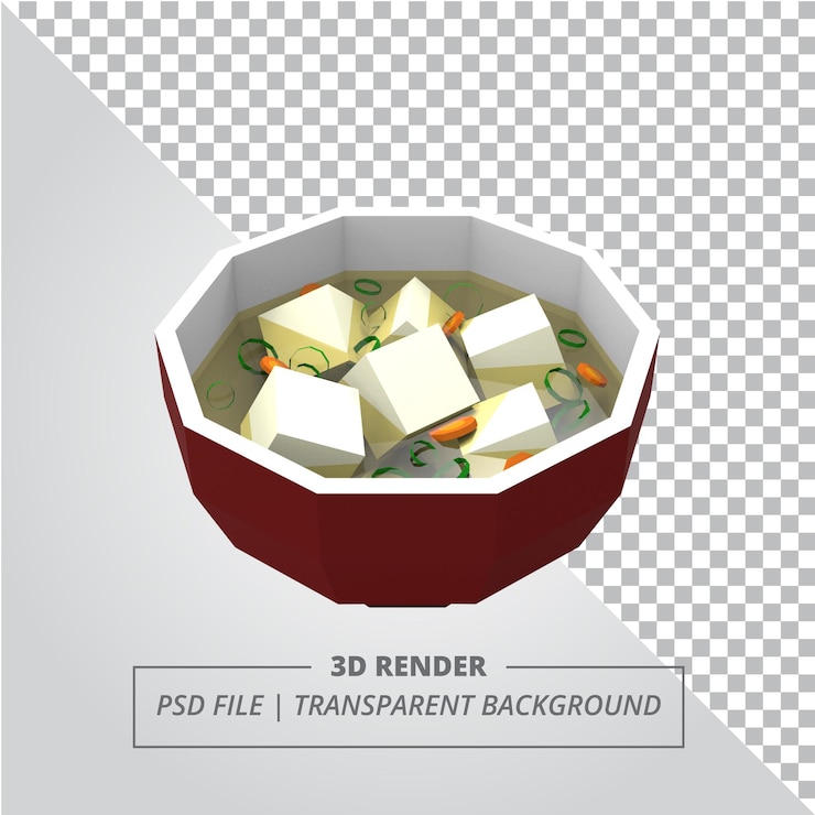 PSD sopa de miso 3d render imágenes aisladas