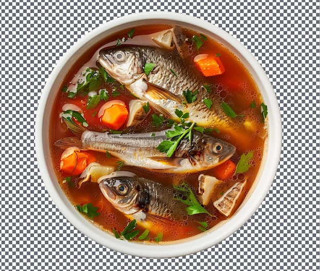PSD sopa de pescado deliciosa aislada sobre un fondo transparente