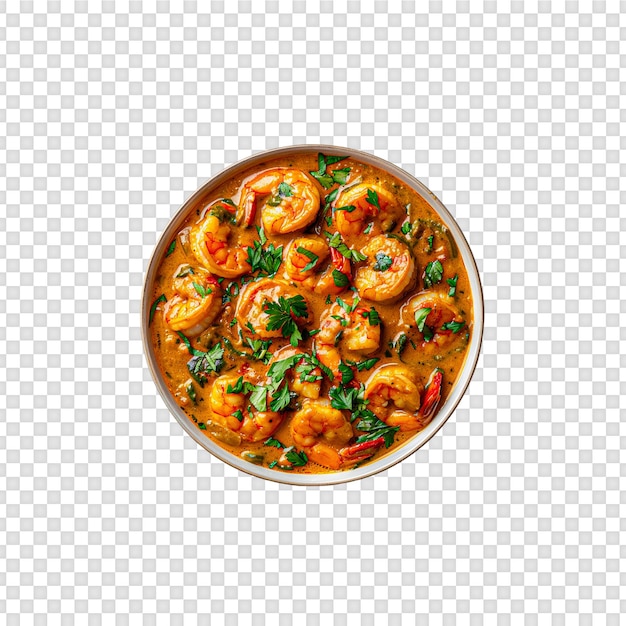 Sopa de tom yam kung cocina tailandesa aislada en un fondo transparente