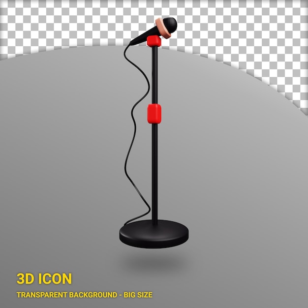 Soporte de micrófono icono 3d con fondo transparente