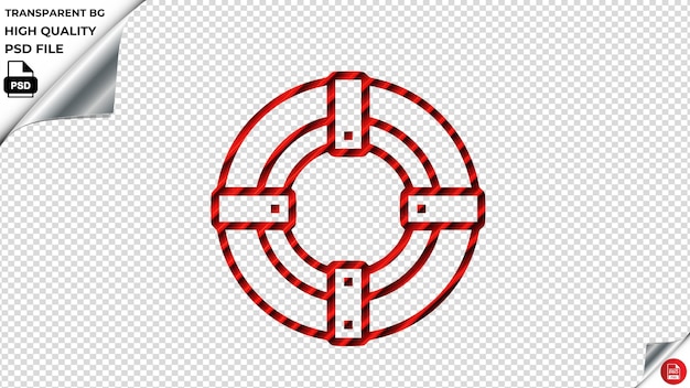 PSD soporte de salvavidas icono vectorial azulejos de rayas rojas psd transparente