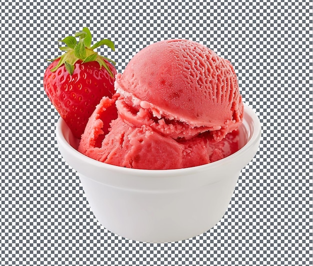 Sorbet de fresa dulce aislado sobre un fondo transparente