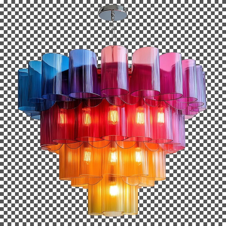 PSD sorprendente lámpara de colores aislada sobre un fondo transparente