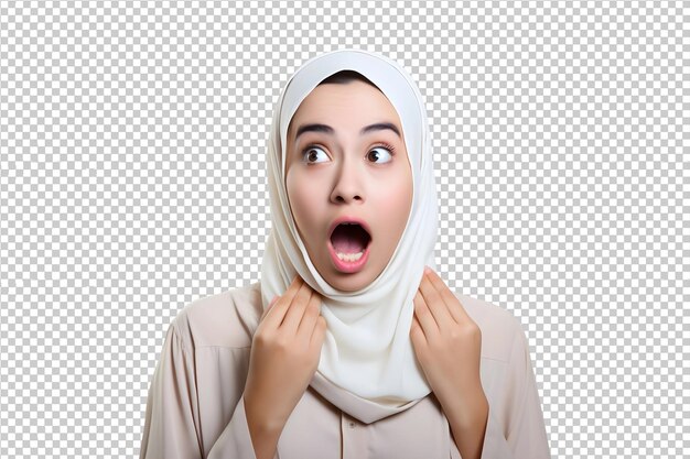 Sorpresa chica musulmana png aislada en un fondo transparente