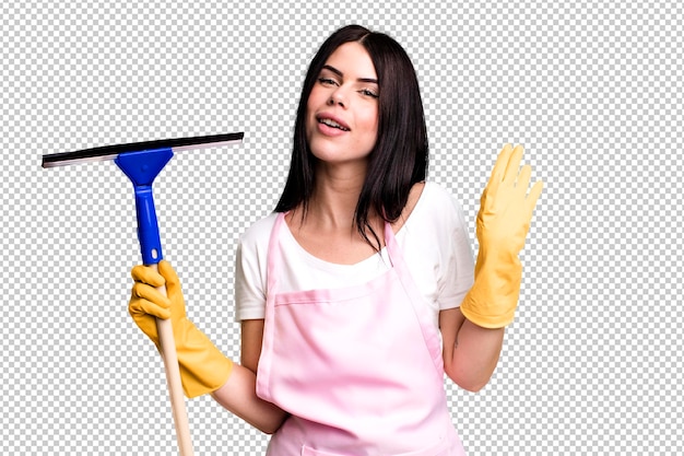 Sorridendo felicemente agitando la mano accogliendoti e salutandoti