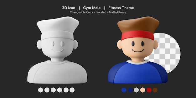 sorridente maschio fitness center membro avatar 3d illustrazione icona palestra tema