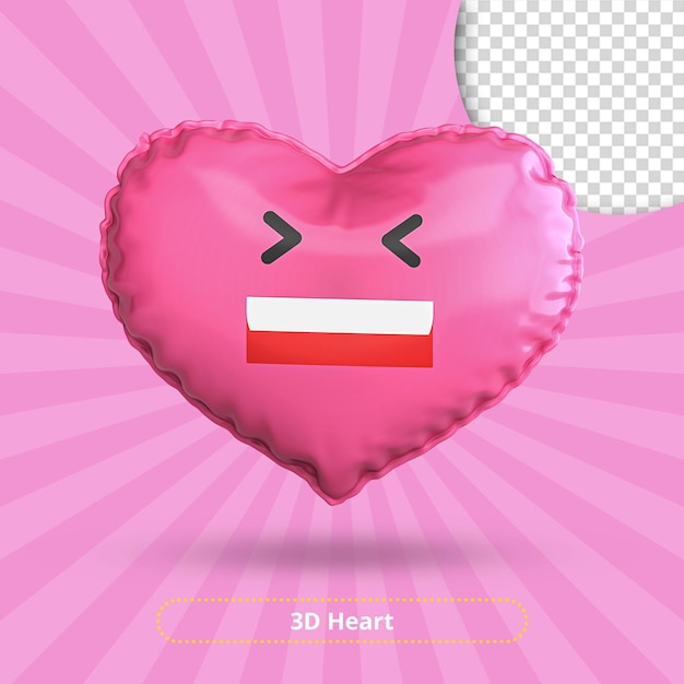 Sorridente squinting heartface Emoji 3d rendering