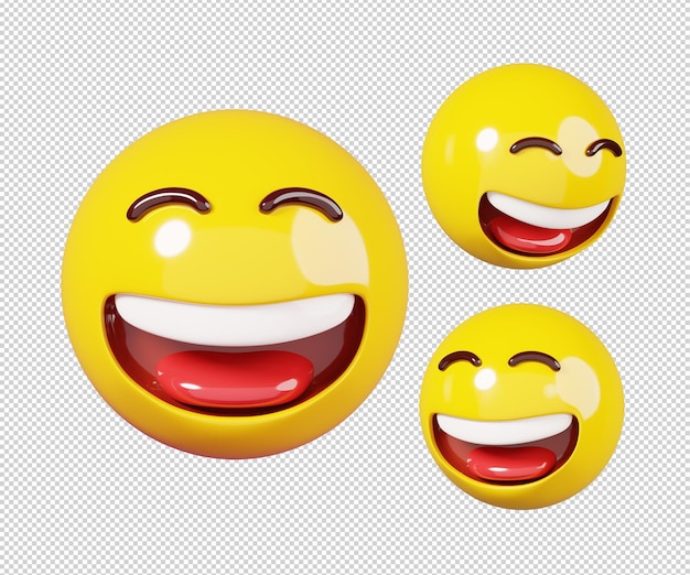 PSD sorrindo emoticon isolado emoji ícone e emoticon enfrenta conceito 3d render ilustração