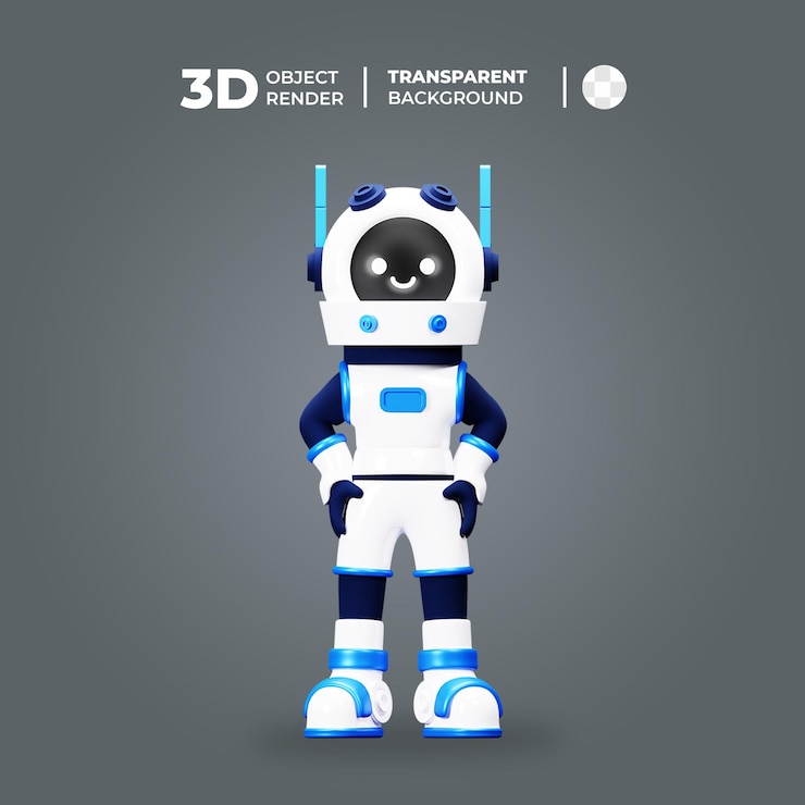 PSD sorriso blu del robot 3d