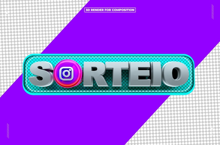 PSD el sorteo de premios de renderización 3d en las redes sociales